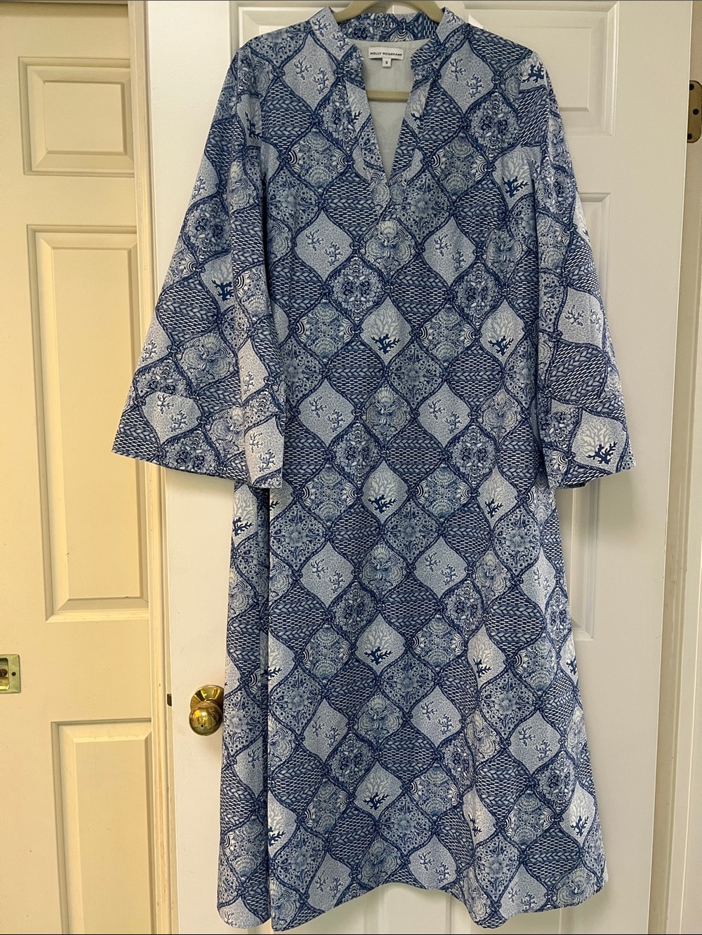 Relaxed Blue Patterned Women's Dress